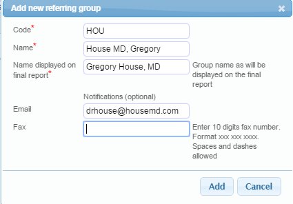 Add Referring Group – Studycast Support